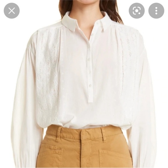 Nili Lotan Selene Embroidered Cotton White Blouse Sz.M - Picture 1 of 12